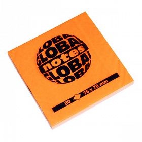 Бумага на липкой основе  75х75 80л GLOBAL notes НЕОН, оранжевая